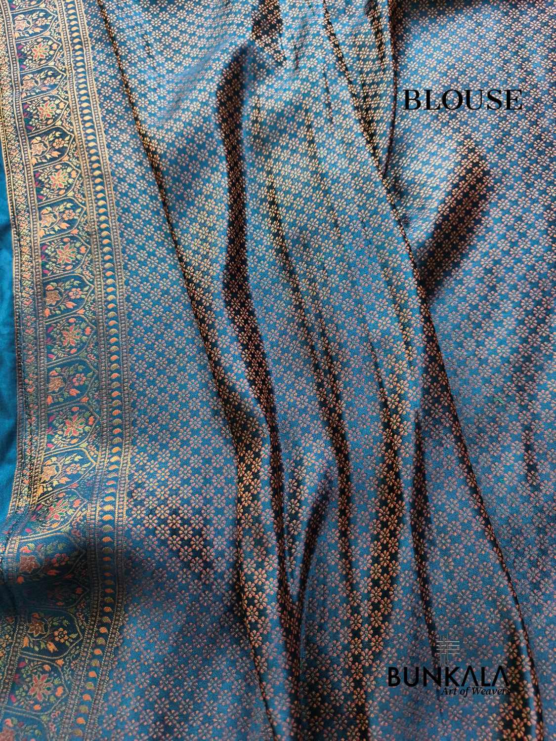 Aqua Blue Elephant and Peacock Banarasi Mashru Silk Saree