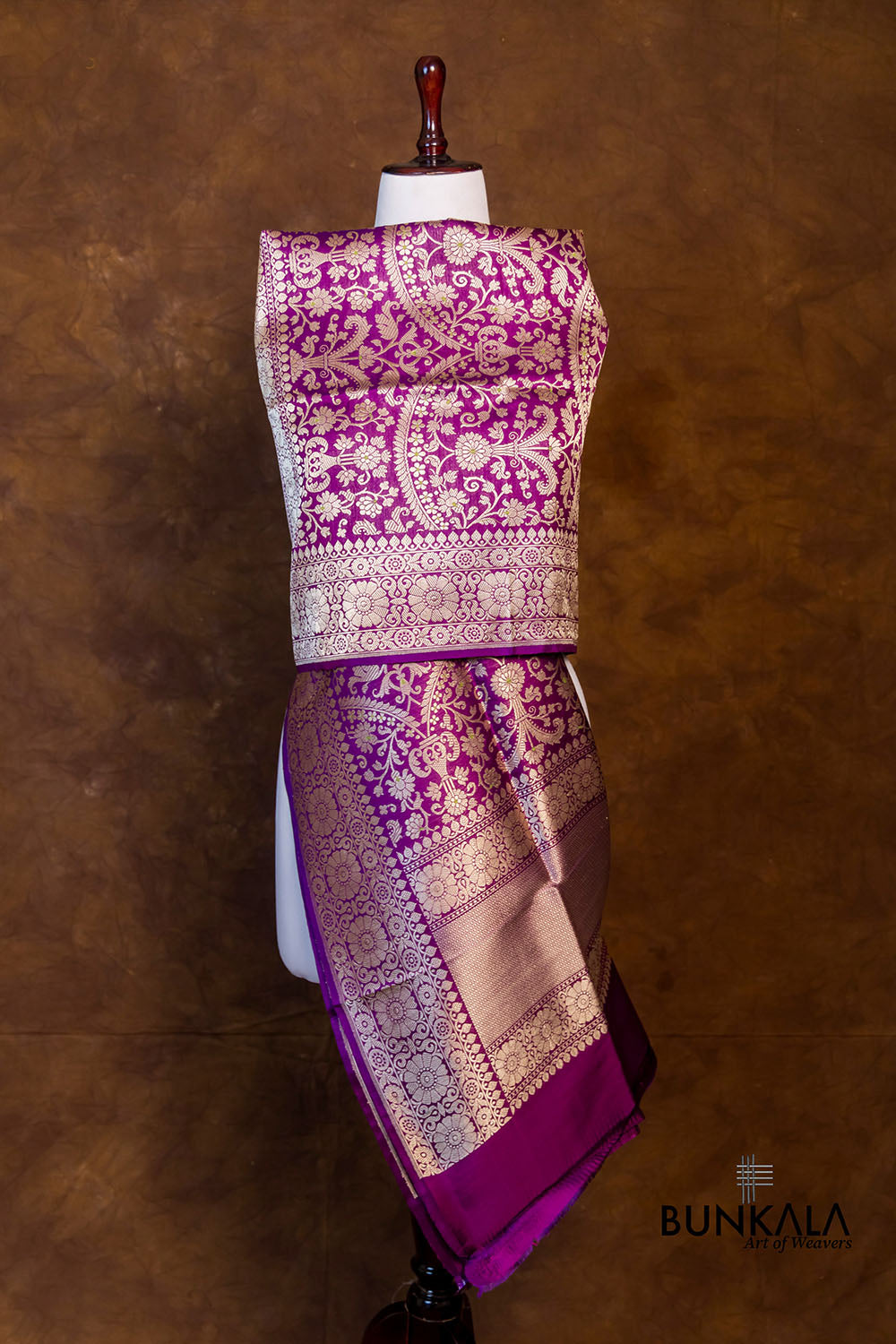 Purple Traditional Heritage Design Pure Katan Silk Handloom Meenakari Banarasi Dupatta