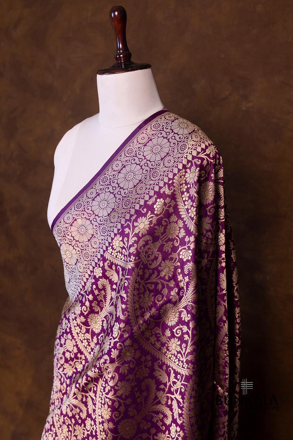 Purple Traditional Heritage Design Pure Katan Silk Handloom Meenakari Banarasi Dupatta