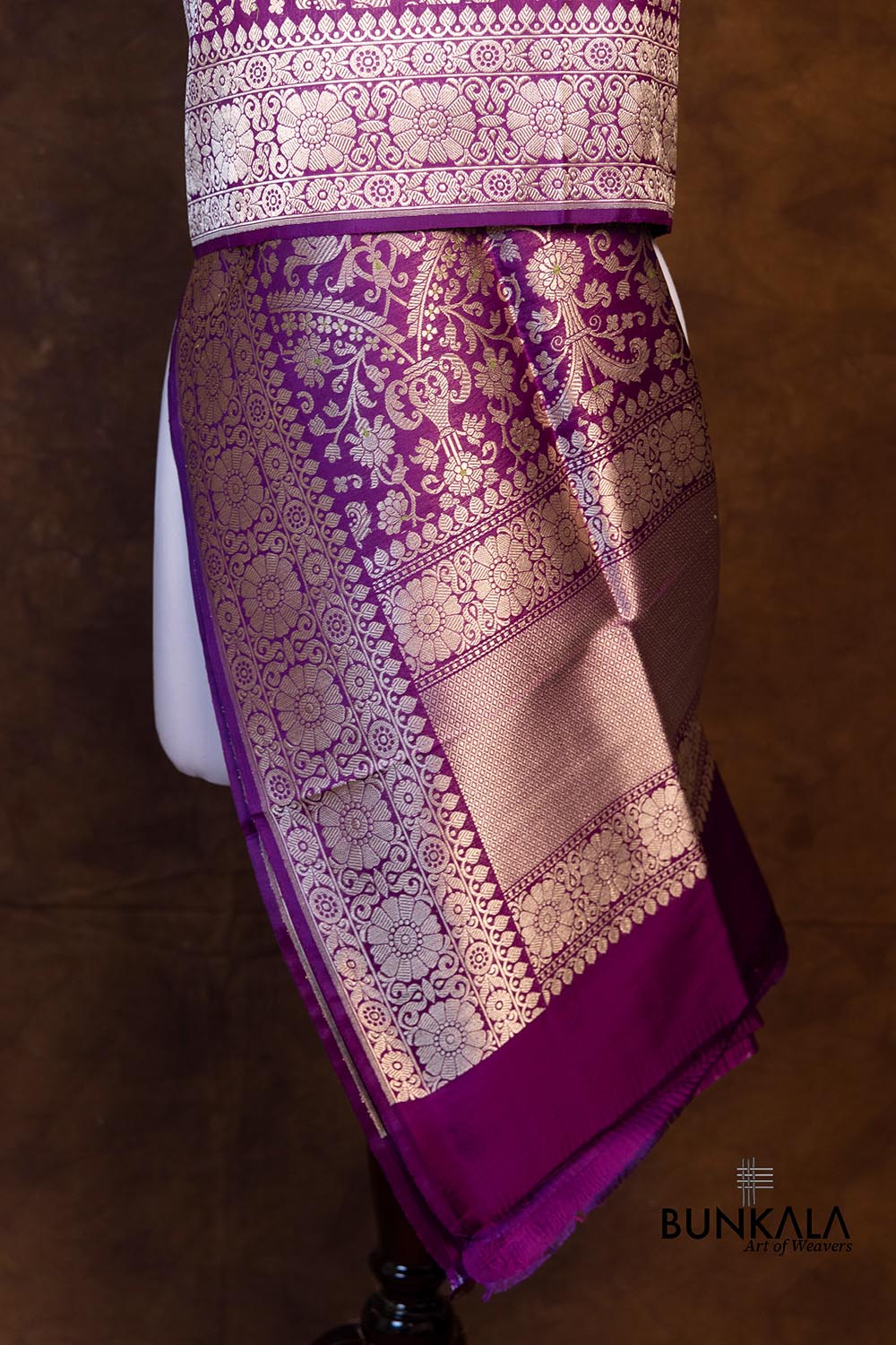 Purple Traditional Heritage Design Pure Katan Silk Handloom Meenakari Banarasi Dupatta