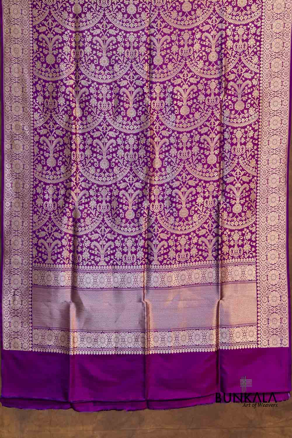 Purple Traditional Heritage Design Pure Katan Silk Handloom Meenakari Banarasi Dupatta