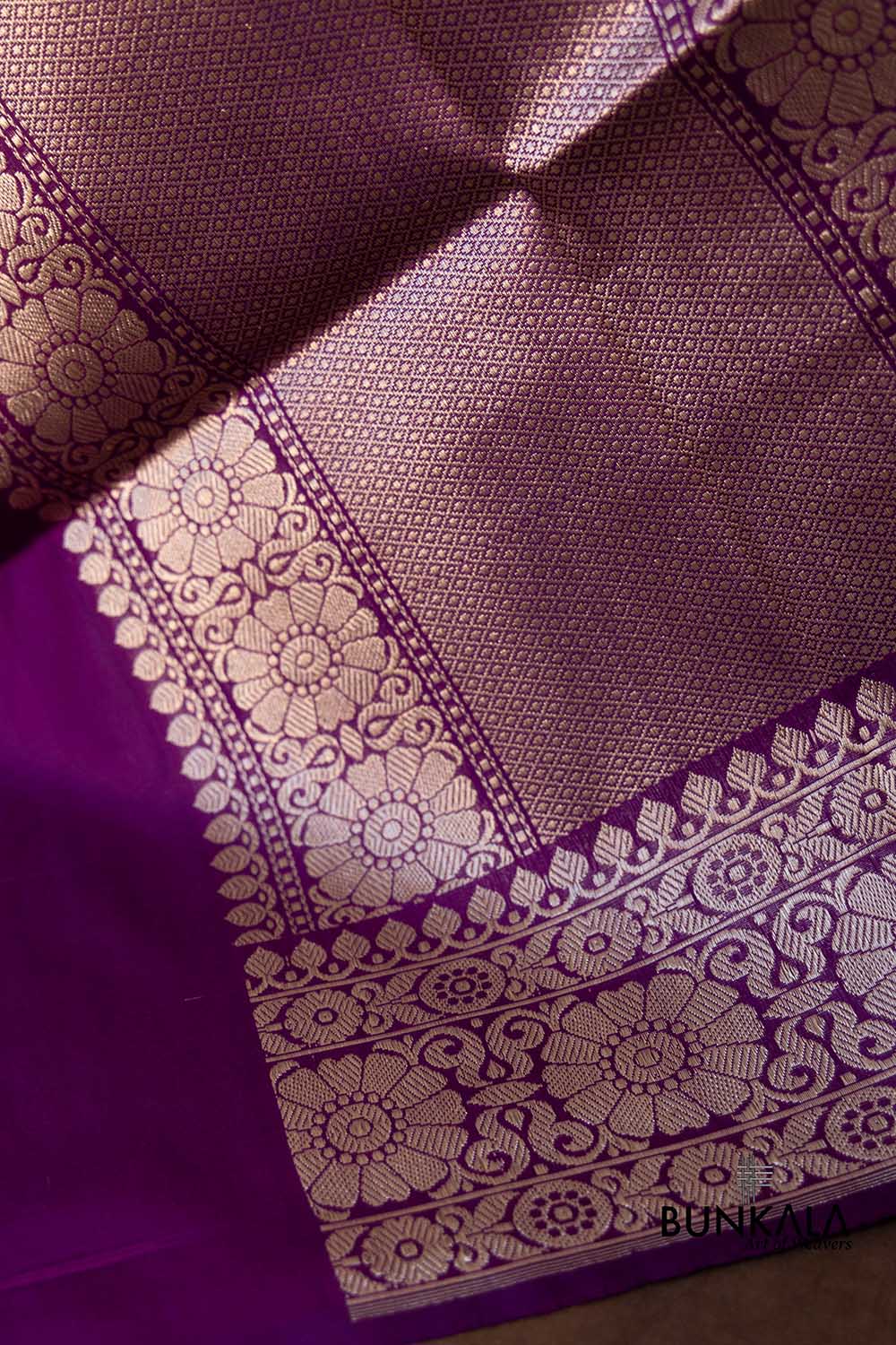 Purple Traditional Heritage Design Pure Katan Silk Handloom Meenakari Banarasi Dupatta