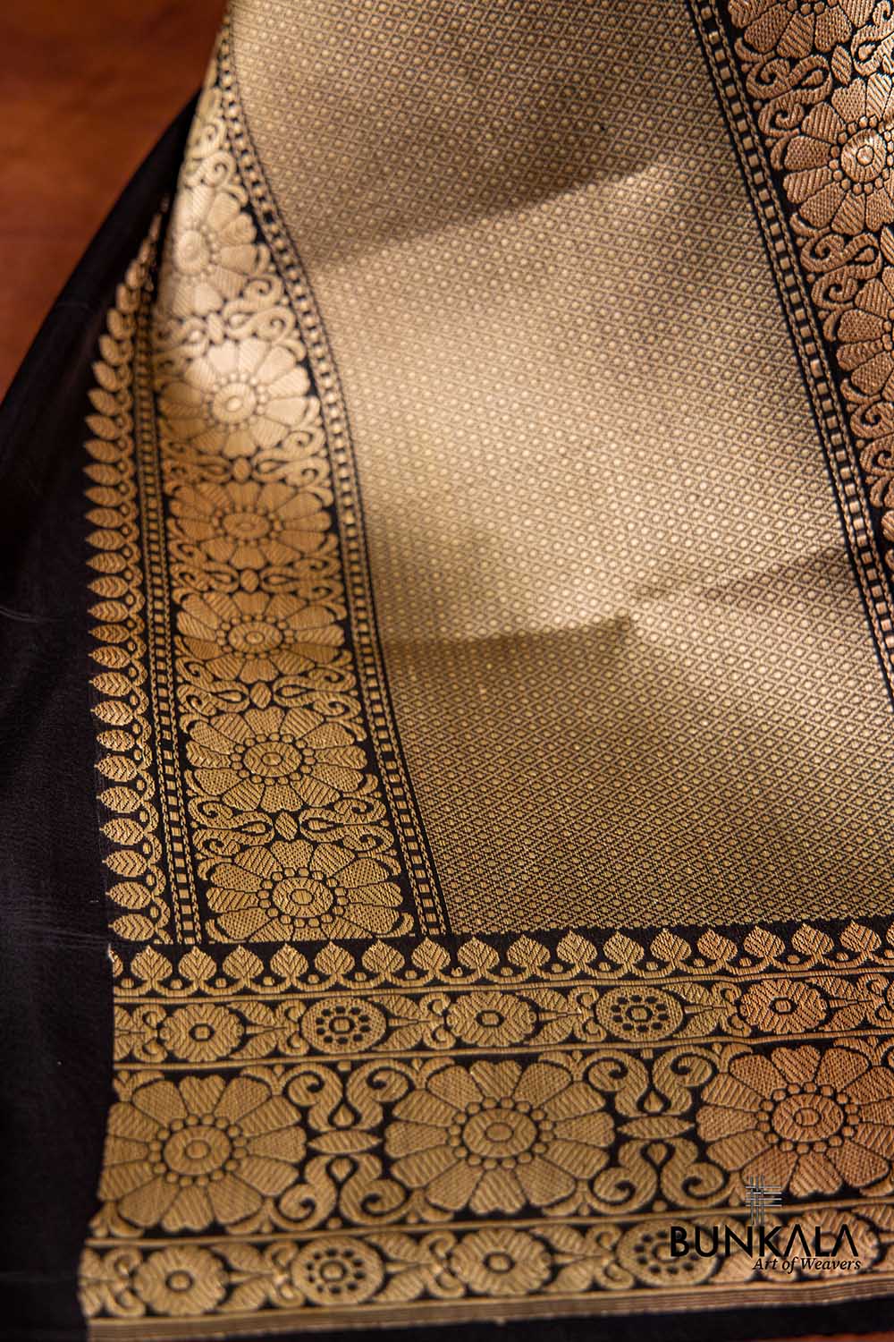 Jet Black Traditional Touch Pure Katan Silk Handloom Brocade Heritage Design Meenakari Banarasi Dupatta