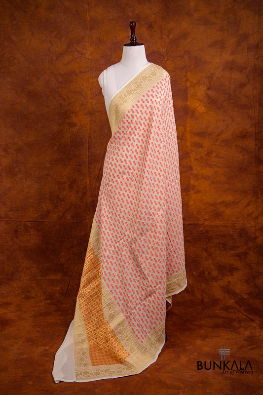 Dyeable Pure Georgette Handloom Geometric Design Meenakari Banarasi Dupatta