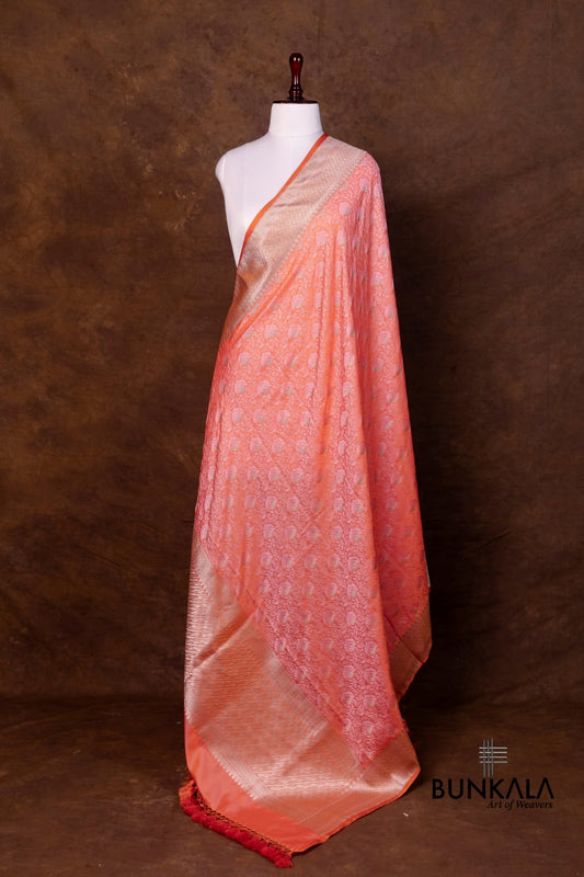 Double Pink Jamewar Tanchui Banarasi Mashru Silk Dupatta