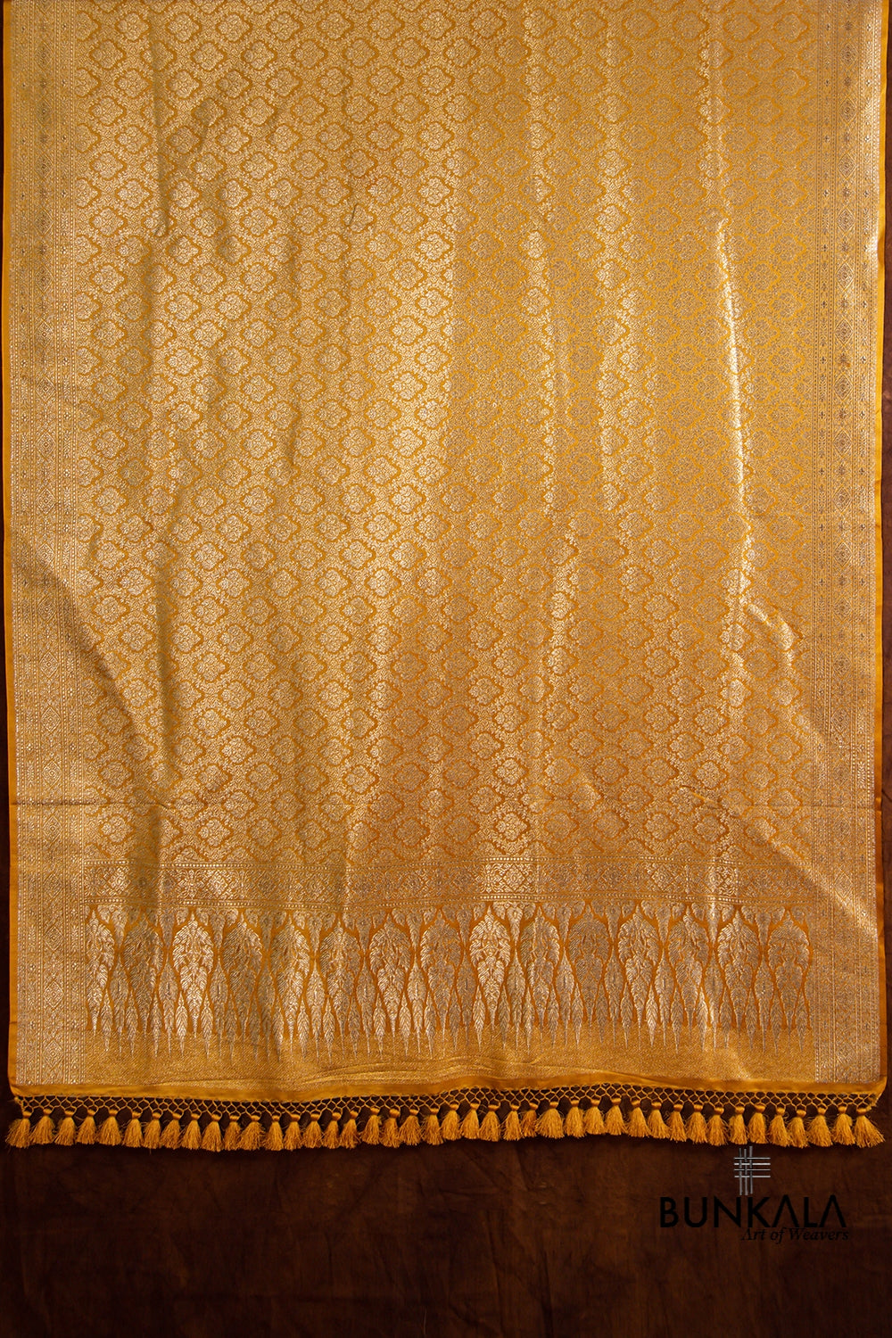 Yellow Mashru Silk Brocade Weaved Banarasi Dupatta