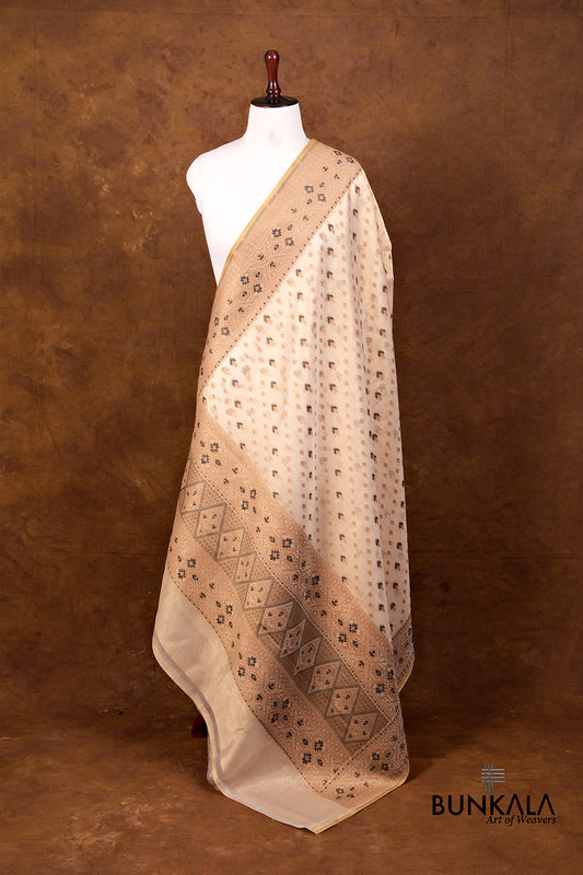 Golden Resham Buti Handloom Banarasi Pure Tissue Silk Dupatta