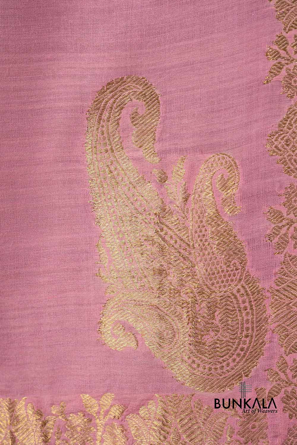 Pink Shaded Kadwa Buti Handweaved Banarasi Pure Moonga Silk Dupatta