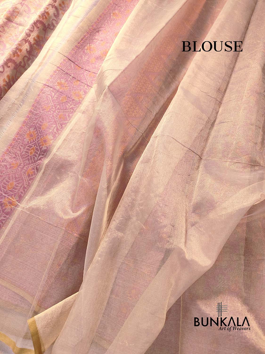Pink with Beige Banarasi Soft Tissue Silk Saree