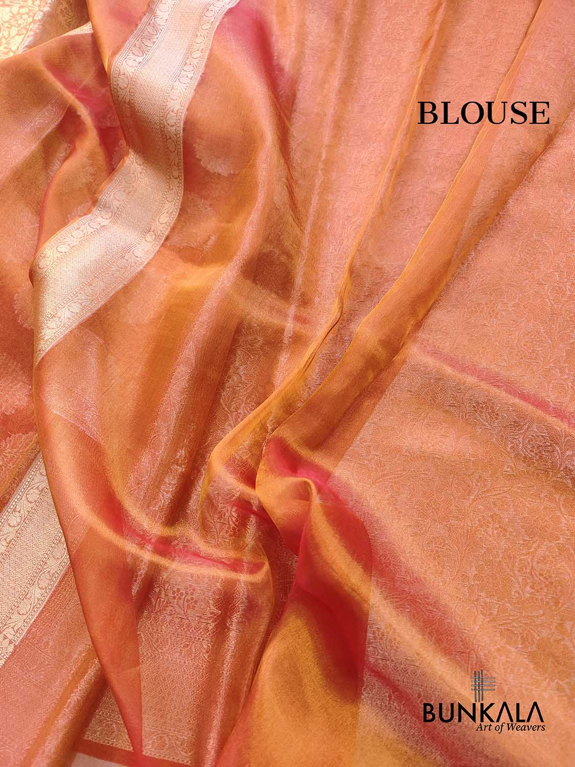 Pink Shot Allover Floral Tanchui Handloom Banarasi Tissue Silk Saree
