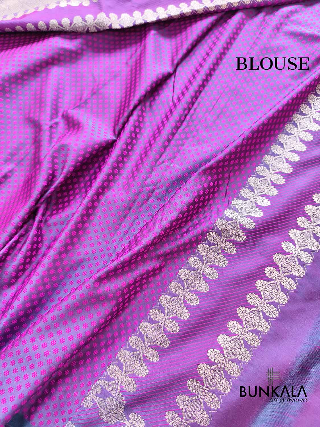 Purple Leaf Buta Weaved Banarasi Mashru Silk Saree