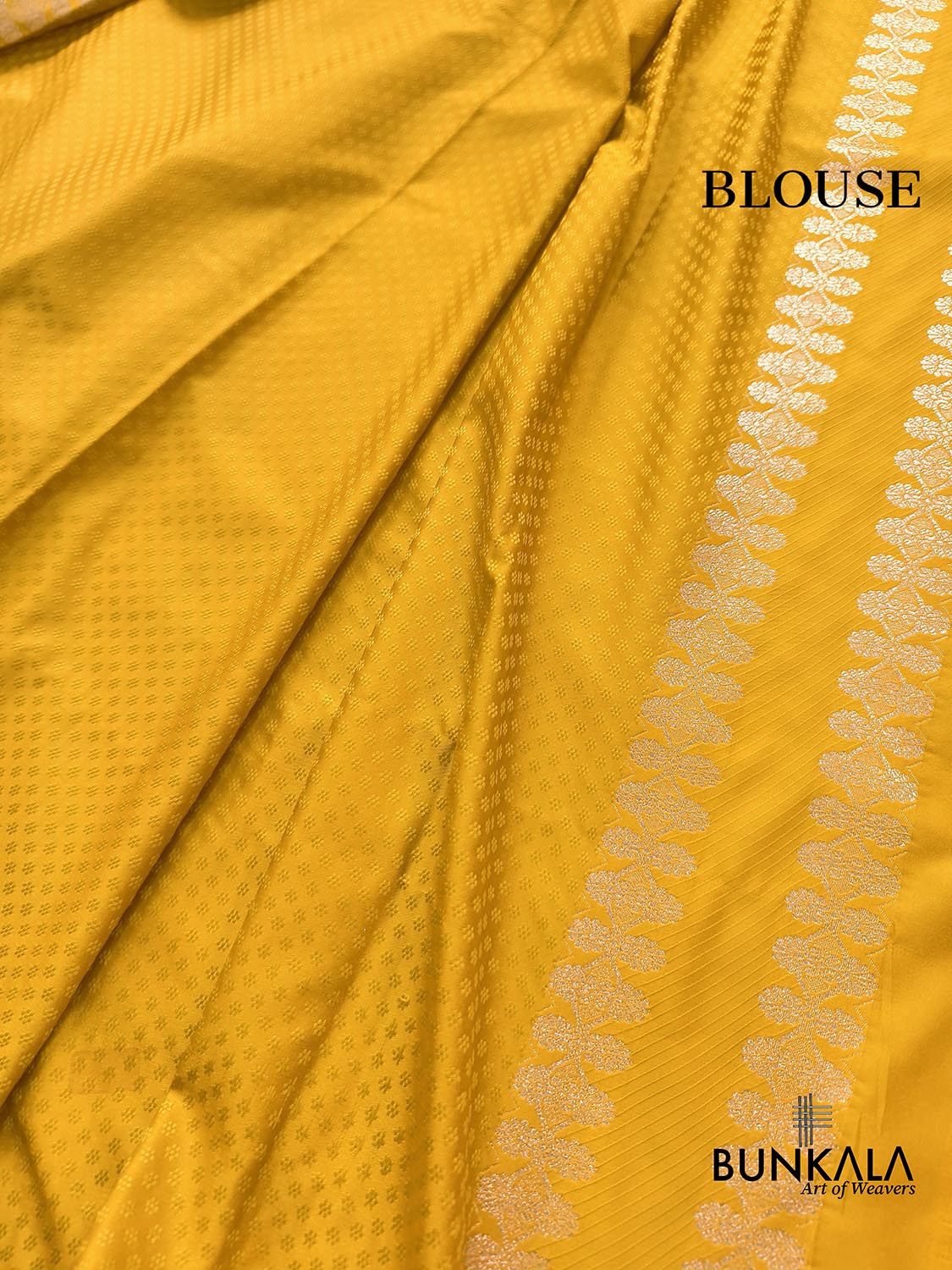 Dark Yellow Leaf Buta Weaved Banarasi Mashru Silk Saree