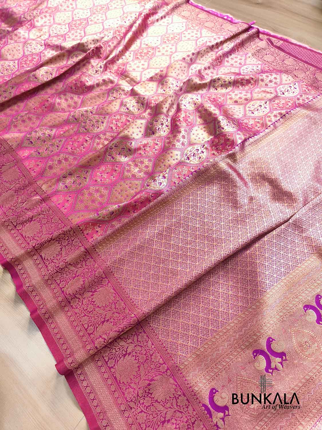 Rani Pink Brocade Jamewar Design Banarasi Silk Saree