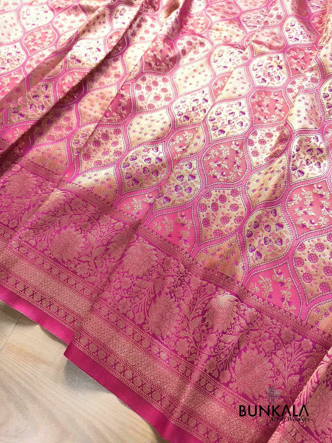 Rani Pink Brocade Jamewar Design Banarasi Silk Saree