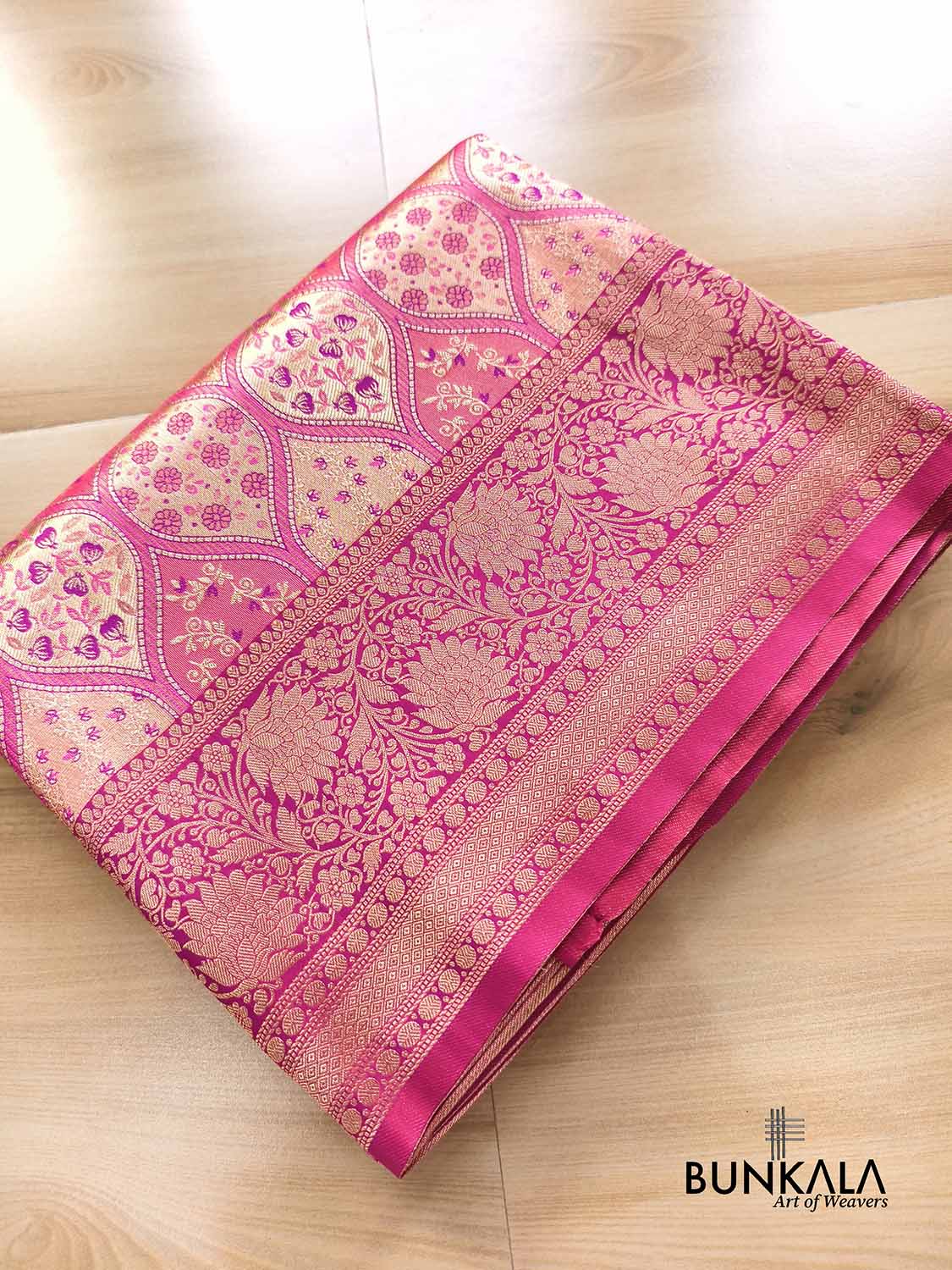 Rani Pink Brocade Jamewar Design Banarasi Silk Saree