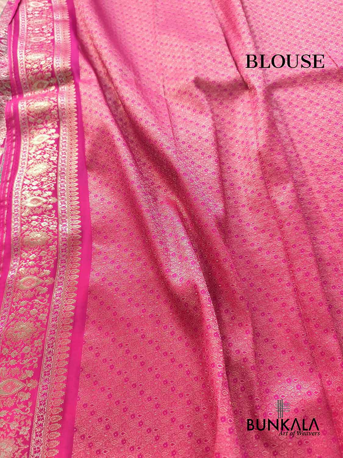 Peach Leaf Pattern Brocade Meenakari Border Banarasi Silk Saree