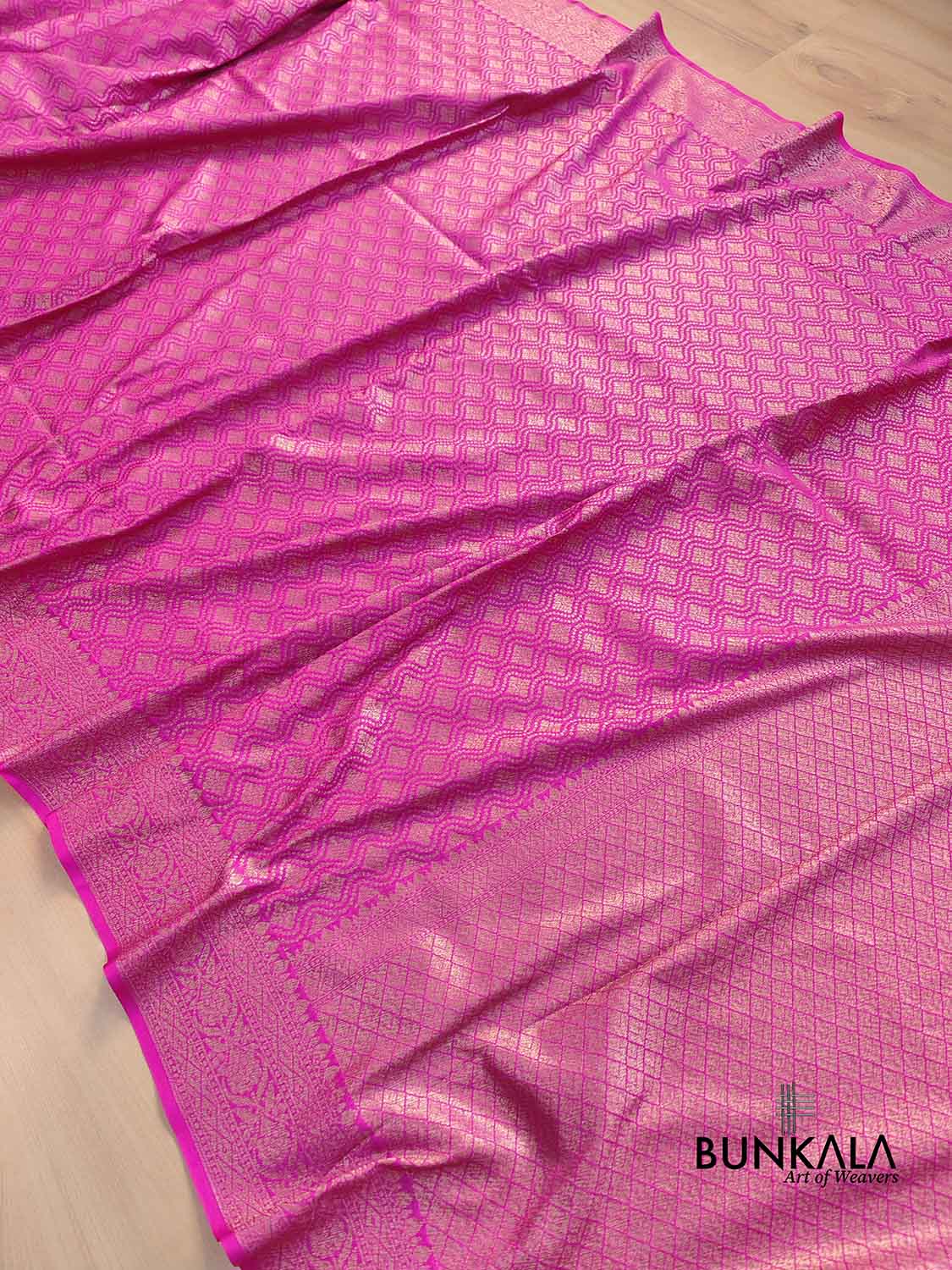 Deep Blush Pink Resham Silk Brocade Antique Zari Weaved Banarasi Saree