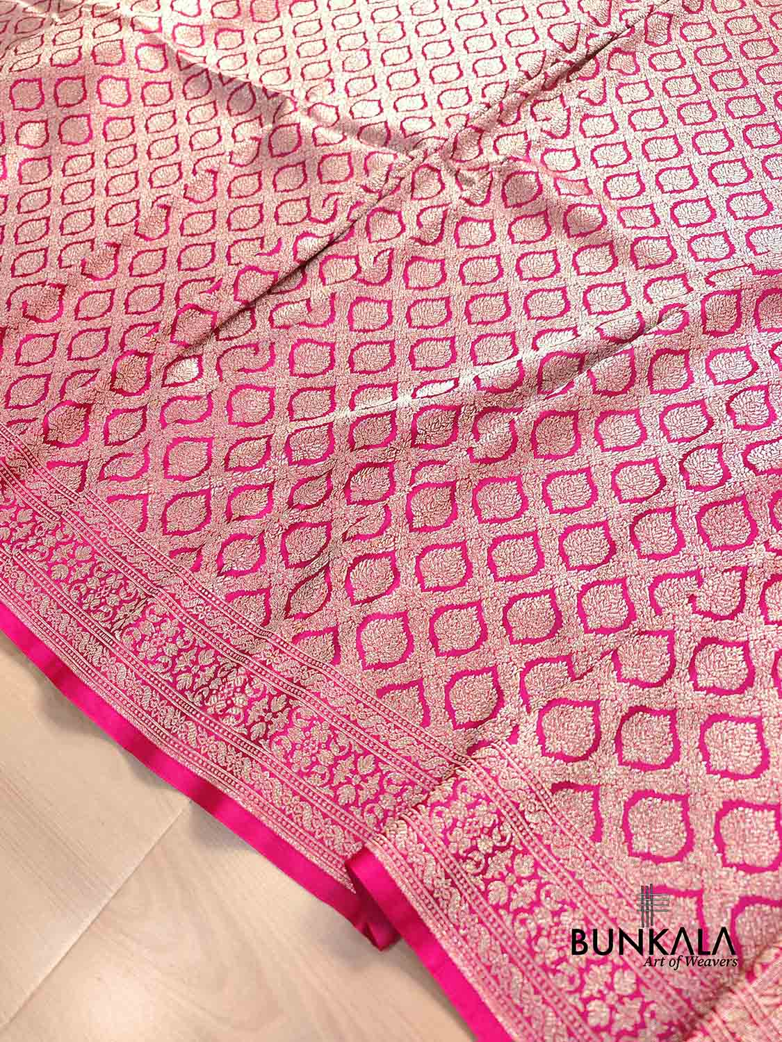 Rani Pink Brocade Weaved Banarasi Mashru Silk Saree