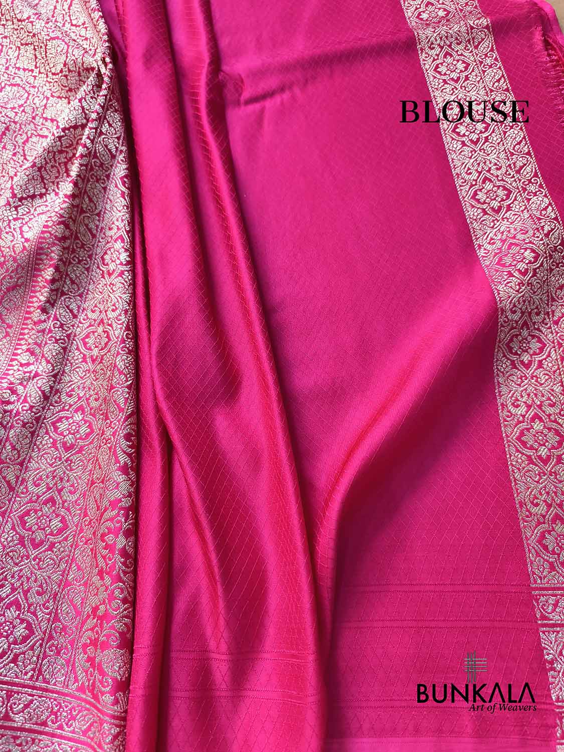 Magenta Pink Brocade Weaved Banarasi Mashru Silk Saree