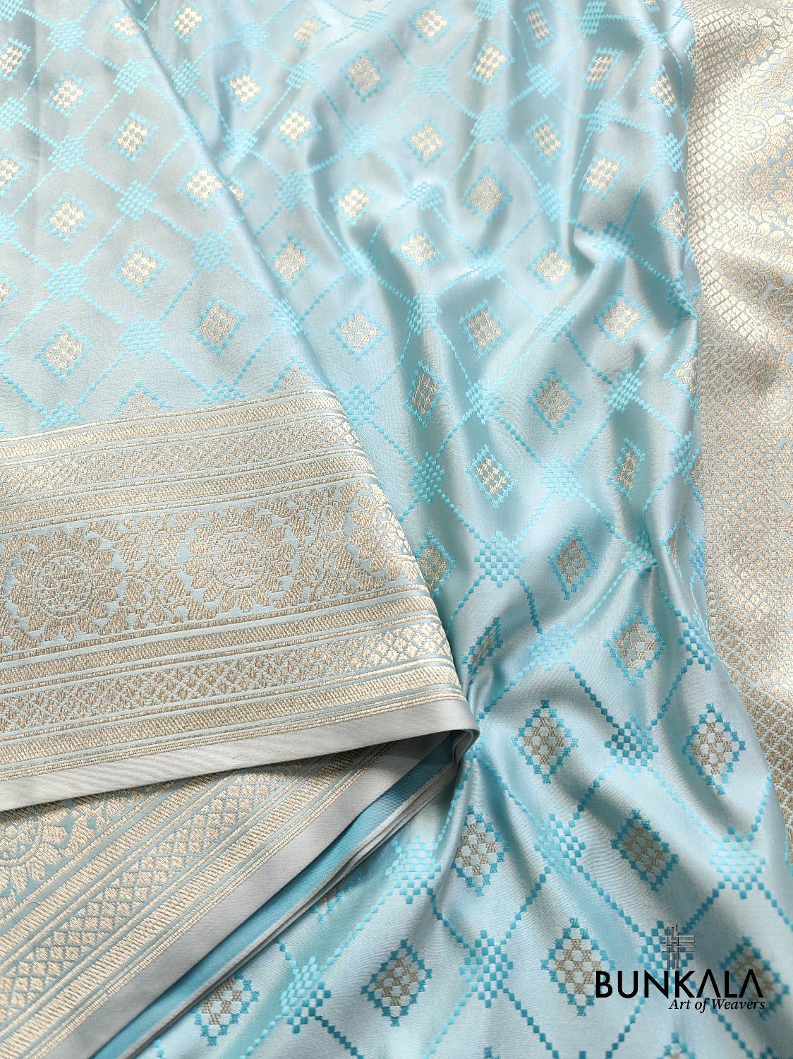 Light Blue Mashru Silk Banarasi Saree