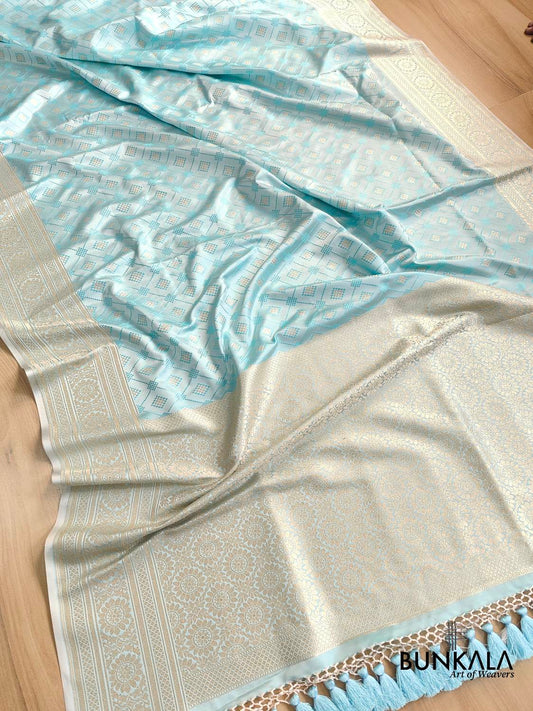 Light Blue Mashru Silk Banarasi Saree