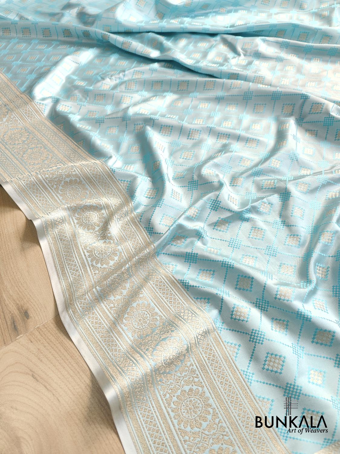 Light Blue Mashru Silk Banarasi Saree