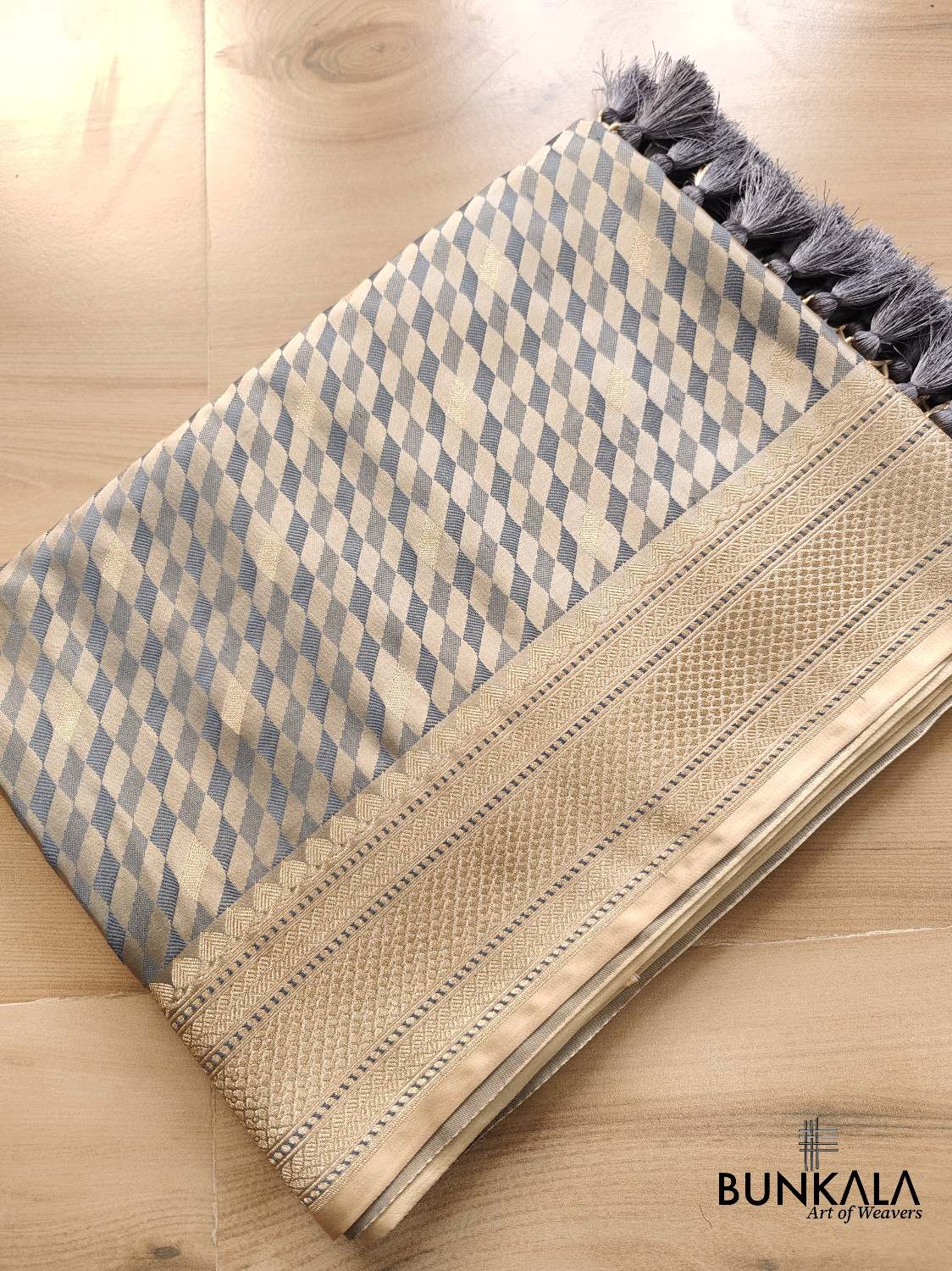 Grey Mashru Silk Banarasi Saree