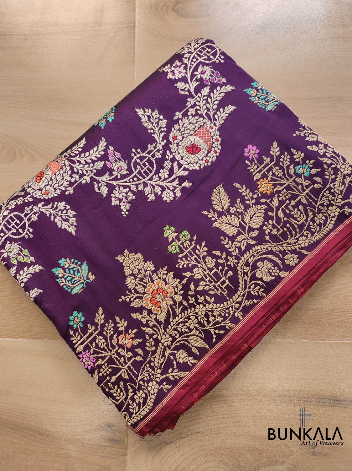 Purple Kadwa Handweaved Pure Katan Silk Meenakari Banarasi Saree
