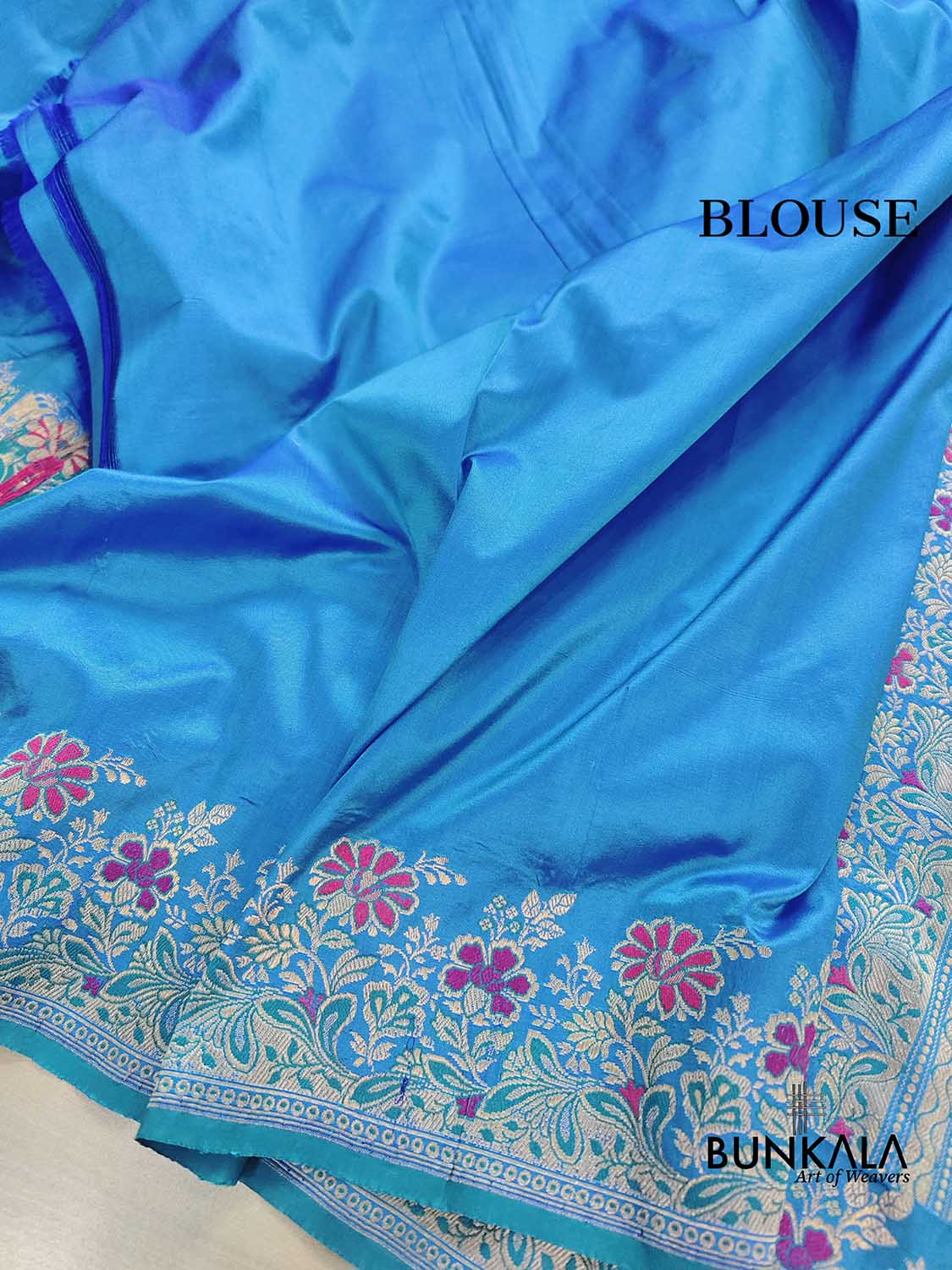 Blue Buta Banarasi Pure Kata Silk Handloom Saree