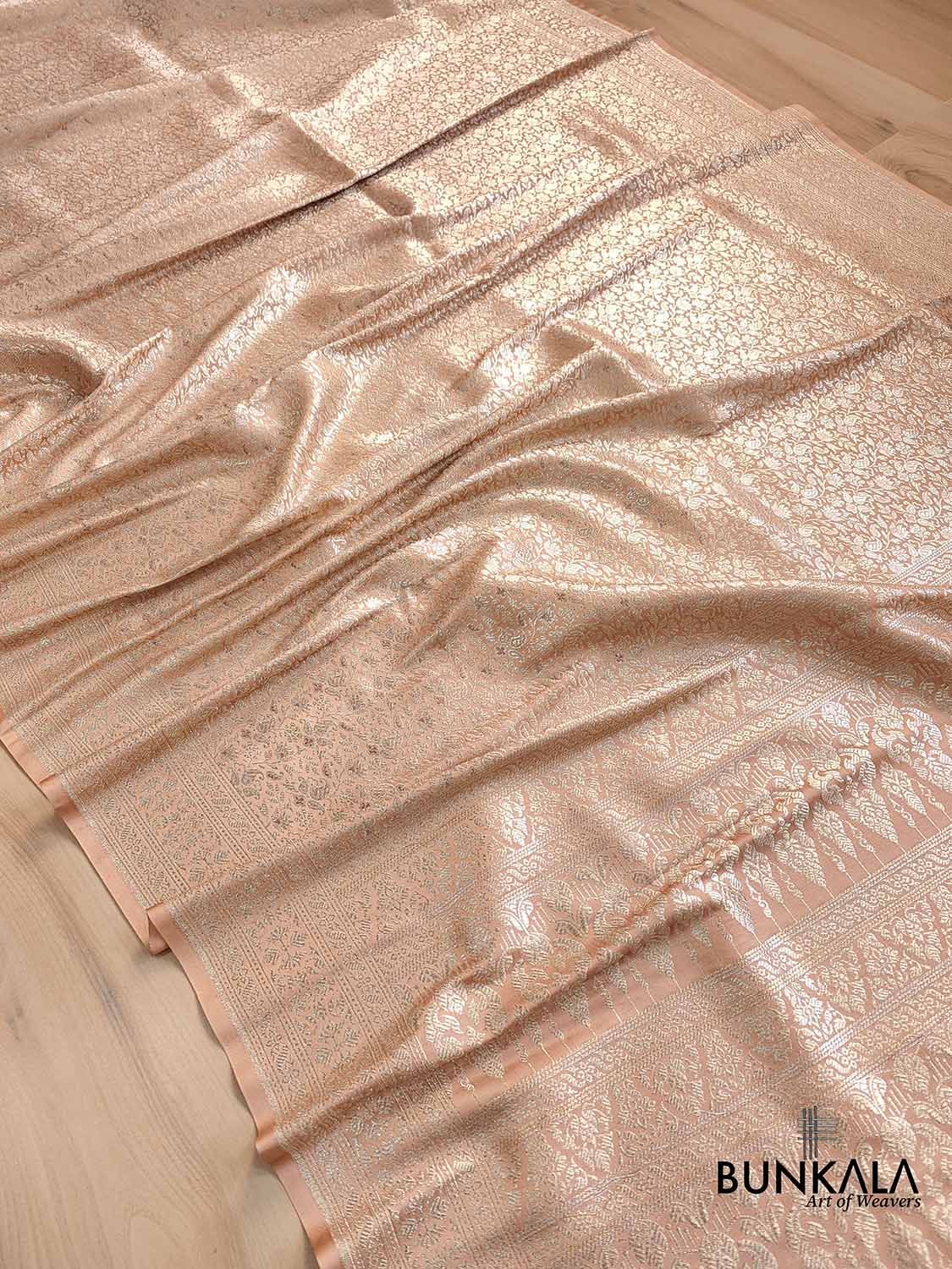 Peach Pink Mashru Silk Banarasi Saree