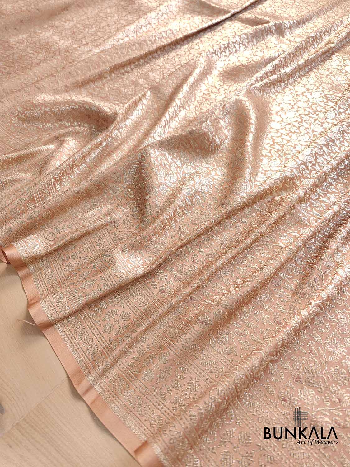 Peach Pink Mashru Silk Banarasi Saree
