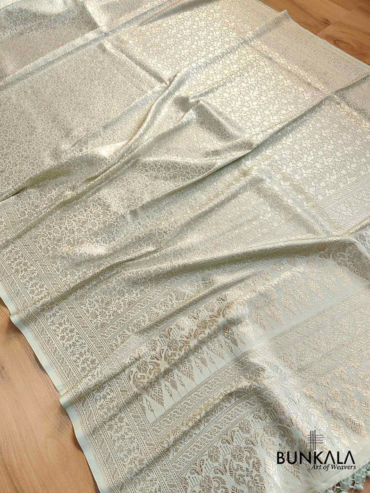 Ice Blue Mashru Silk Banarasi Saree