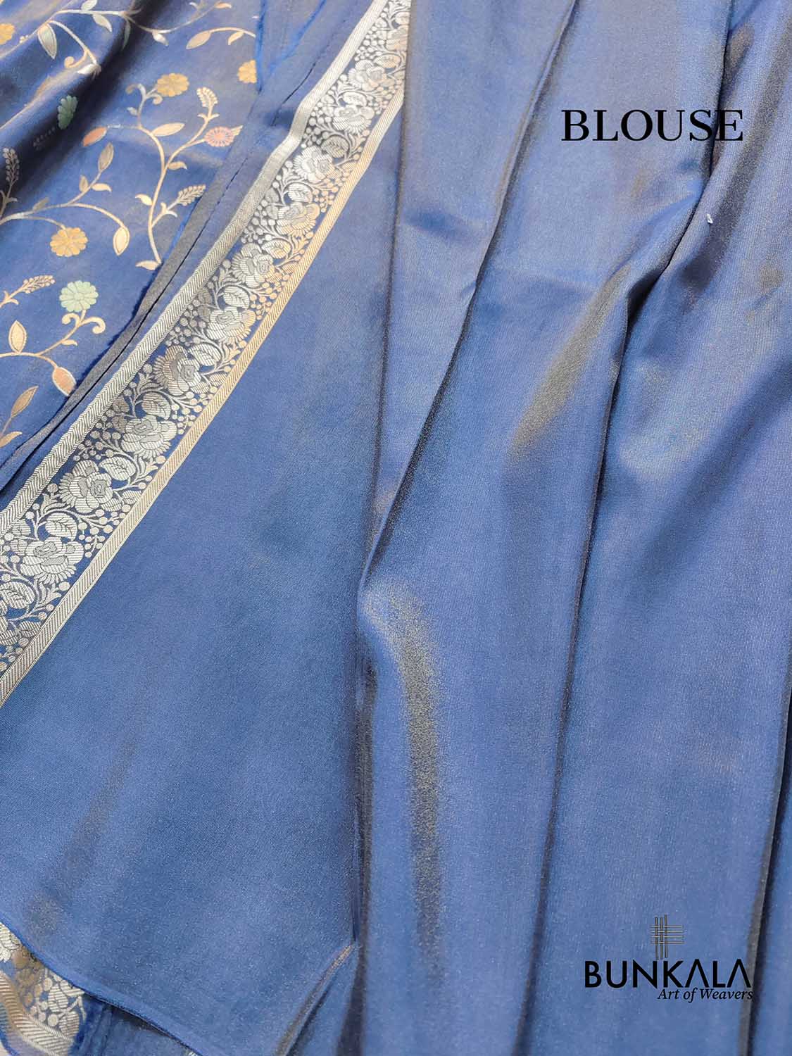 Blue Meenakari Floral Jaal Banarasi Soft Tissue Silk Saree