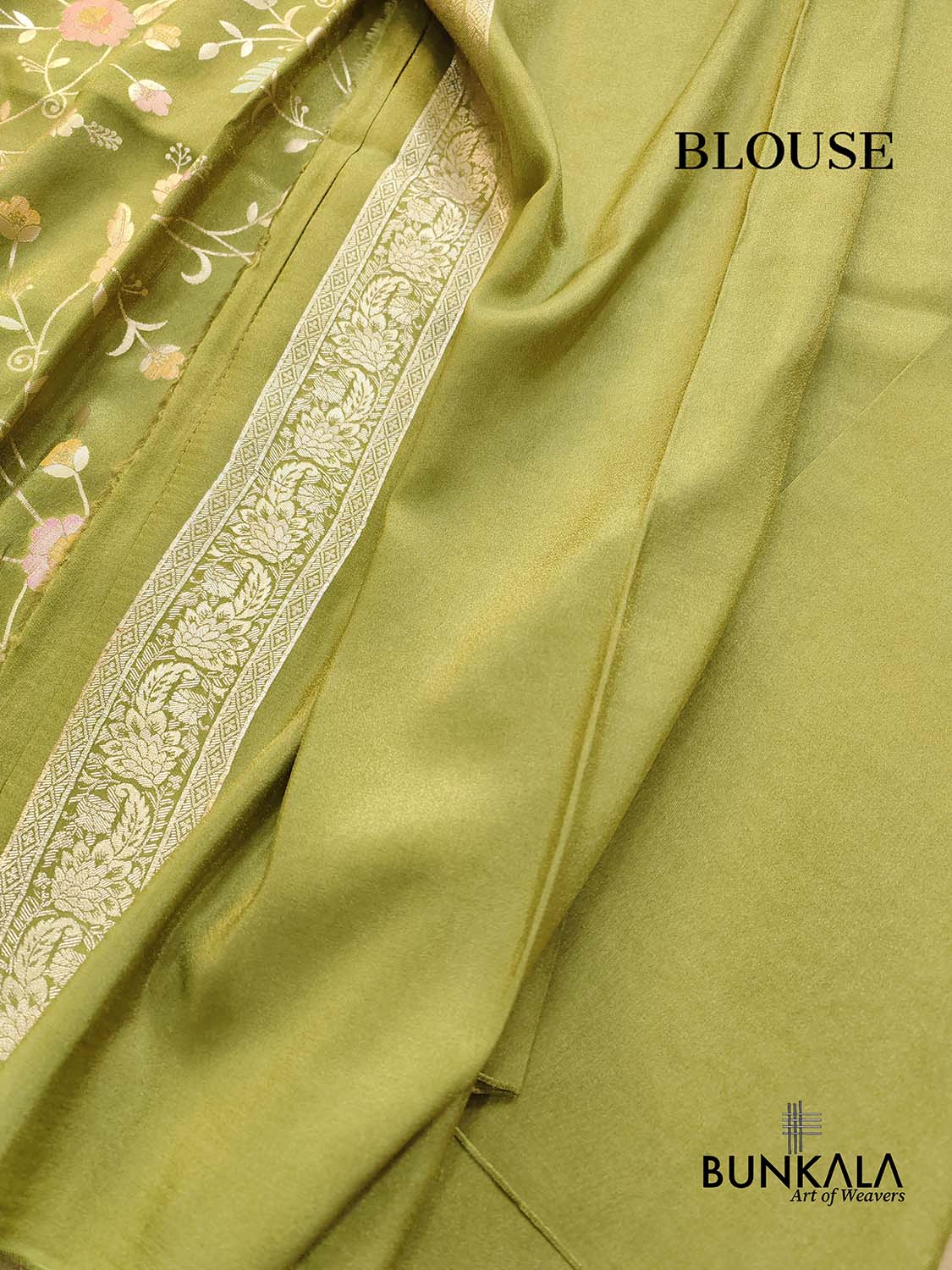 Mehandi Green Meenakari Floral Jaal Banarasi Soft Tissue Silk Saree