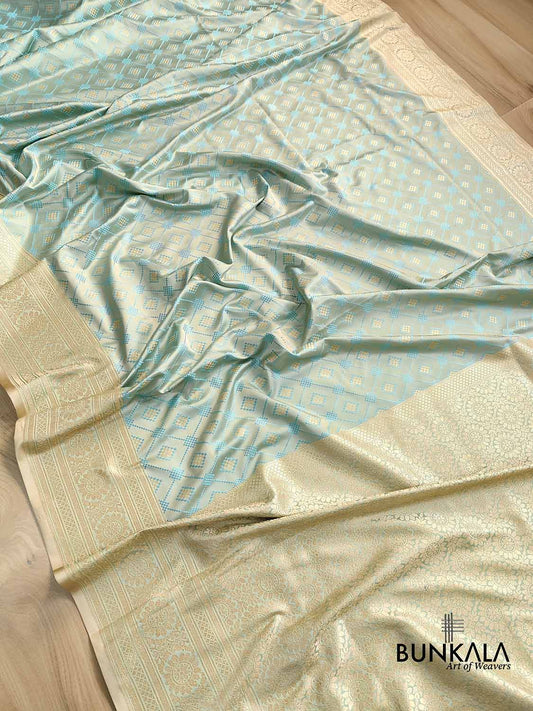Light Blue Mashru Silk Banarasi Saree