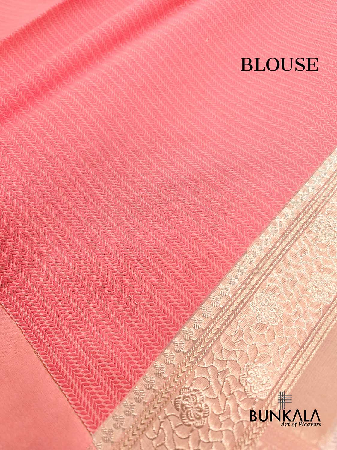 Peach Kadwa Buta Handweaved Banarasi Pure Organza Silk Saree