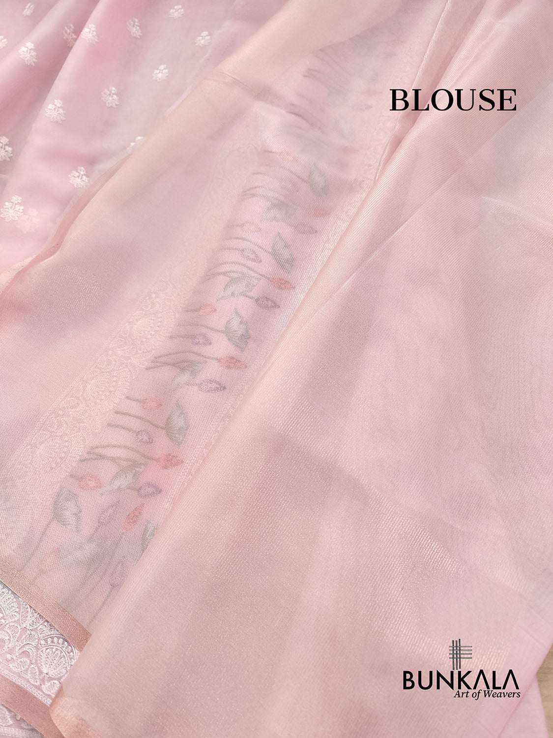 Baby Pink Floral Pichwai Design Embroidered Organza Saree