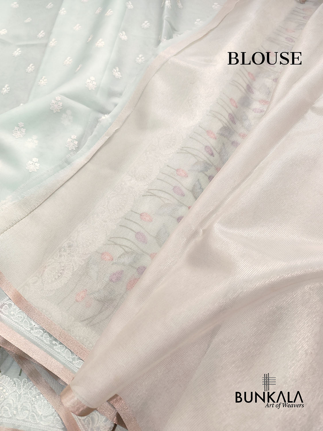 Pastel Blue Floral Pichwai Design Embroidered Organza Saree