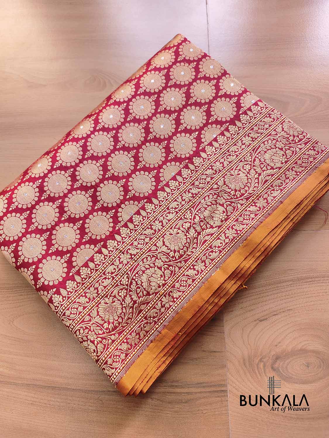 Maroon Heritage Design Tanchui Kadwa Handweaved Border Sona Rupa Banarasi Pure Katan Silk Saree