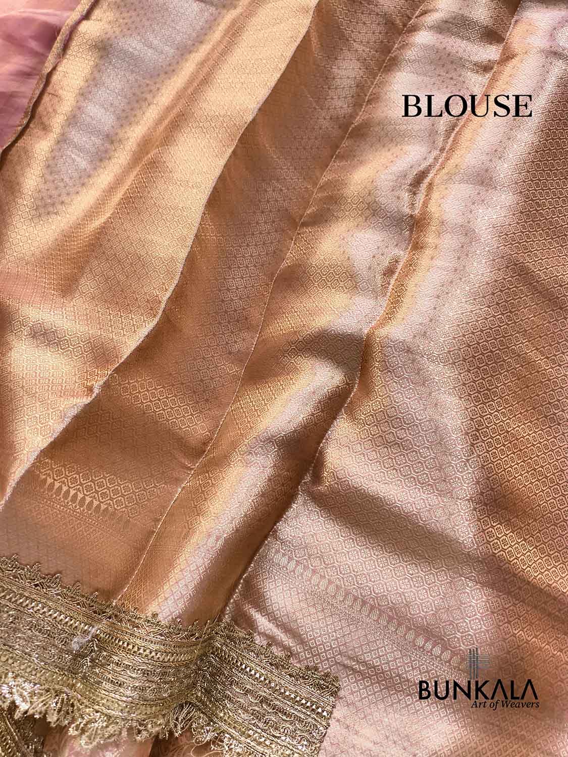 Pink Embroidered Stylish Lace Work Zari Border Banarasi Plain Pure Tissue Silk Saree
