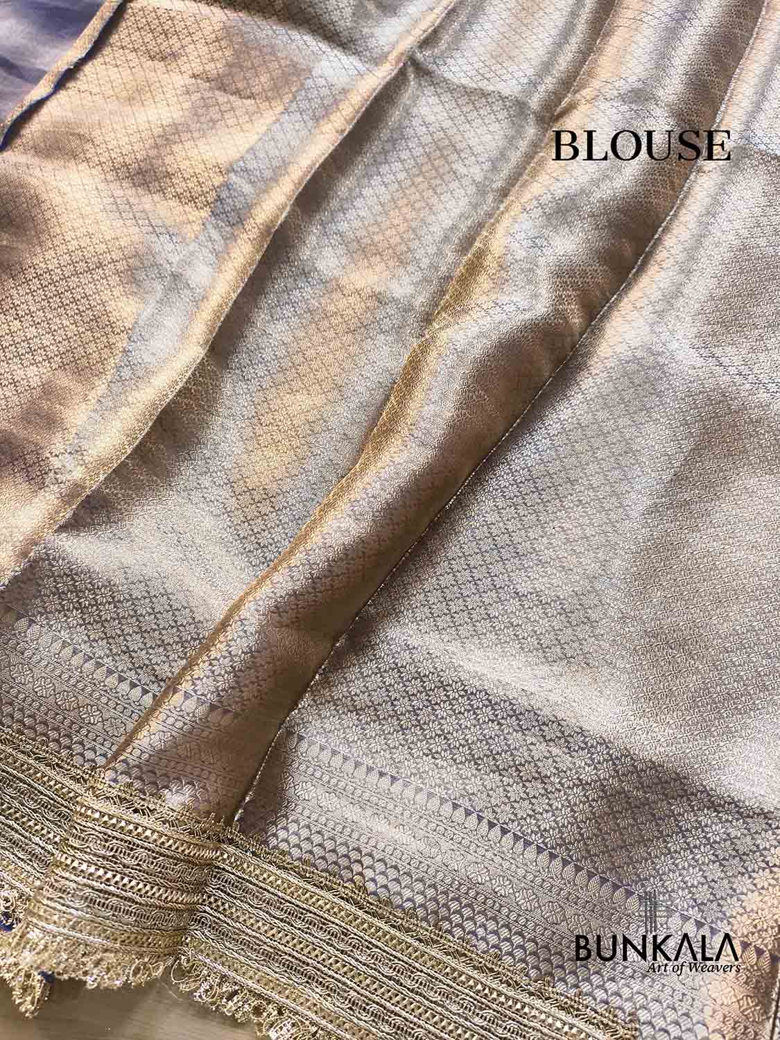 Blue Embroidered Stylish Lace Work Zari Border Banarasi Plain Pure Tissue Silk Saree