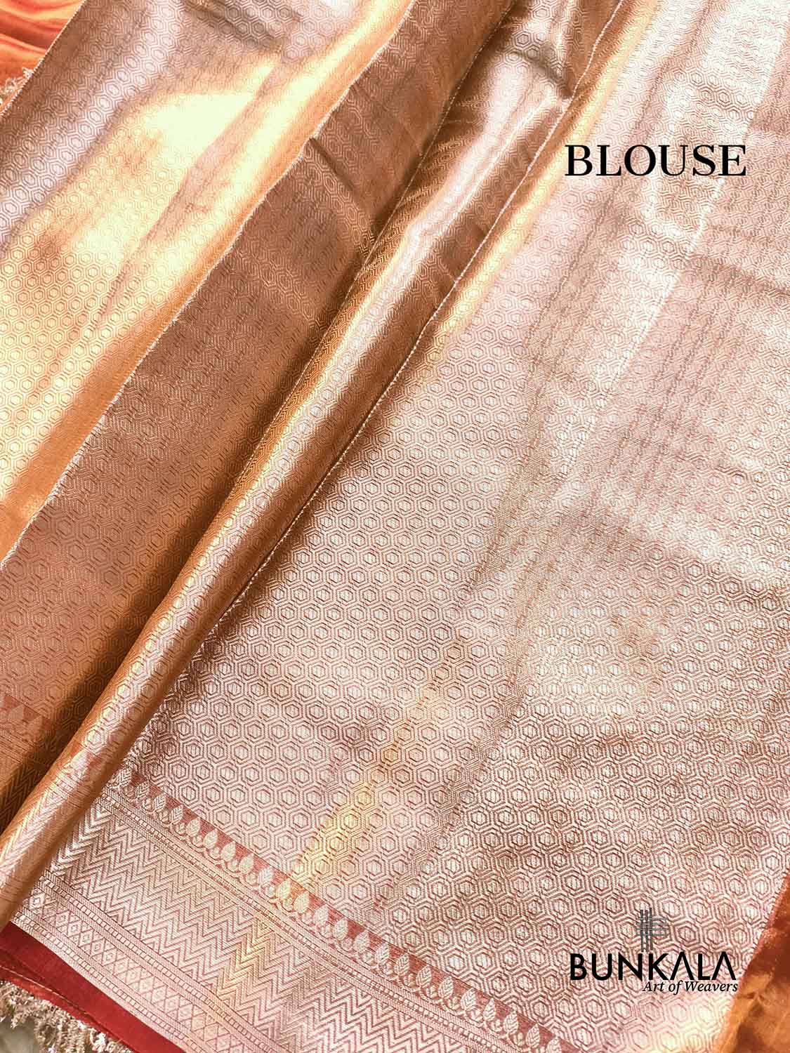 Orange Double Shaded Embroidered Stylish Lace Work Zari Border Banarasi Plain Pure Tissue Silk Saree