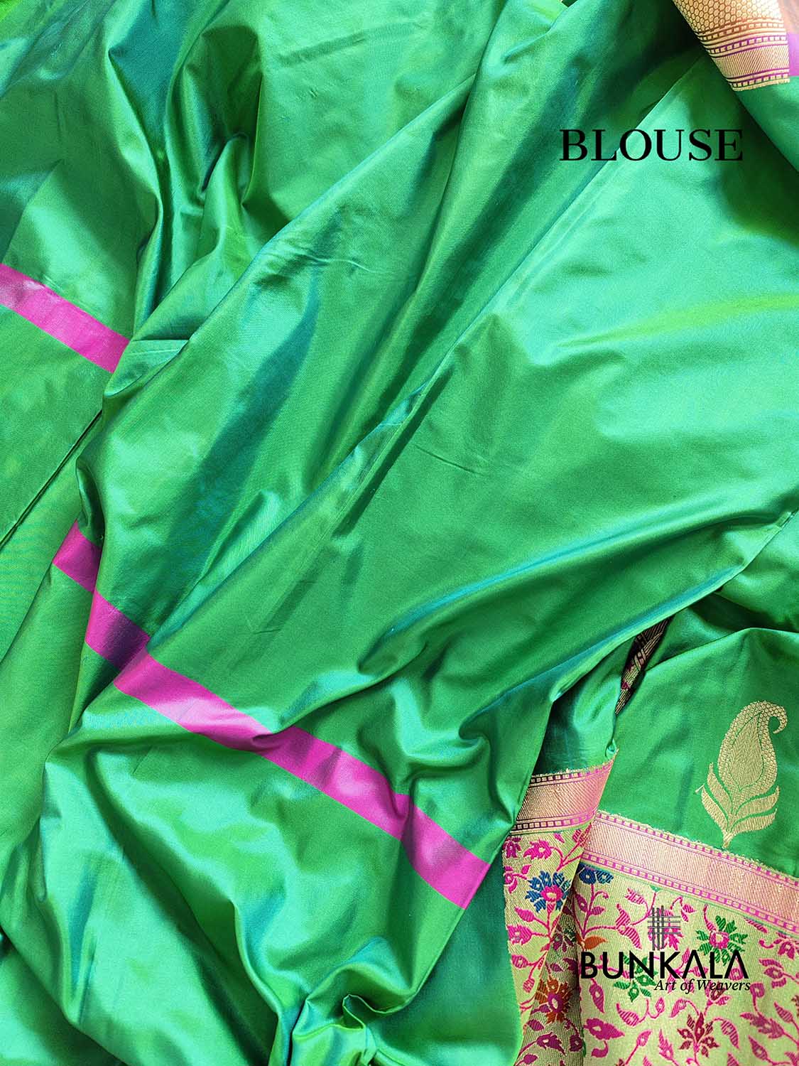 Green Two Tone Color Pure Katan Silk Allover Paisley Buti Double Tana Banarasi Saree with Kadwa Handweaved Big Meenakari Border