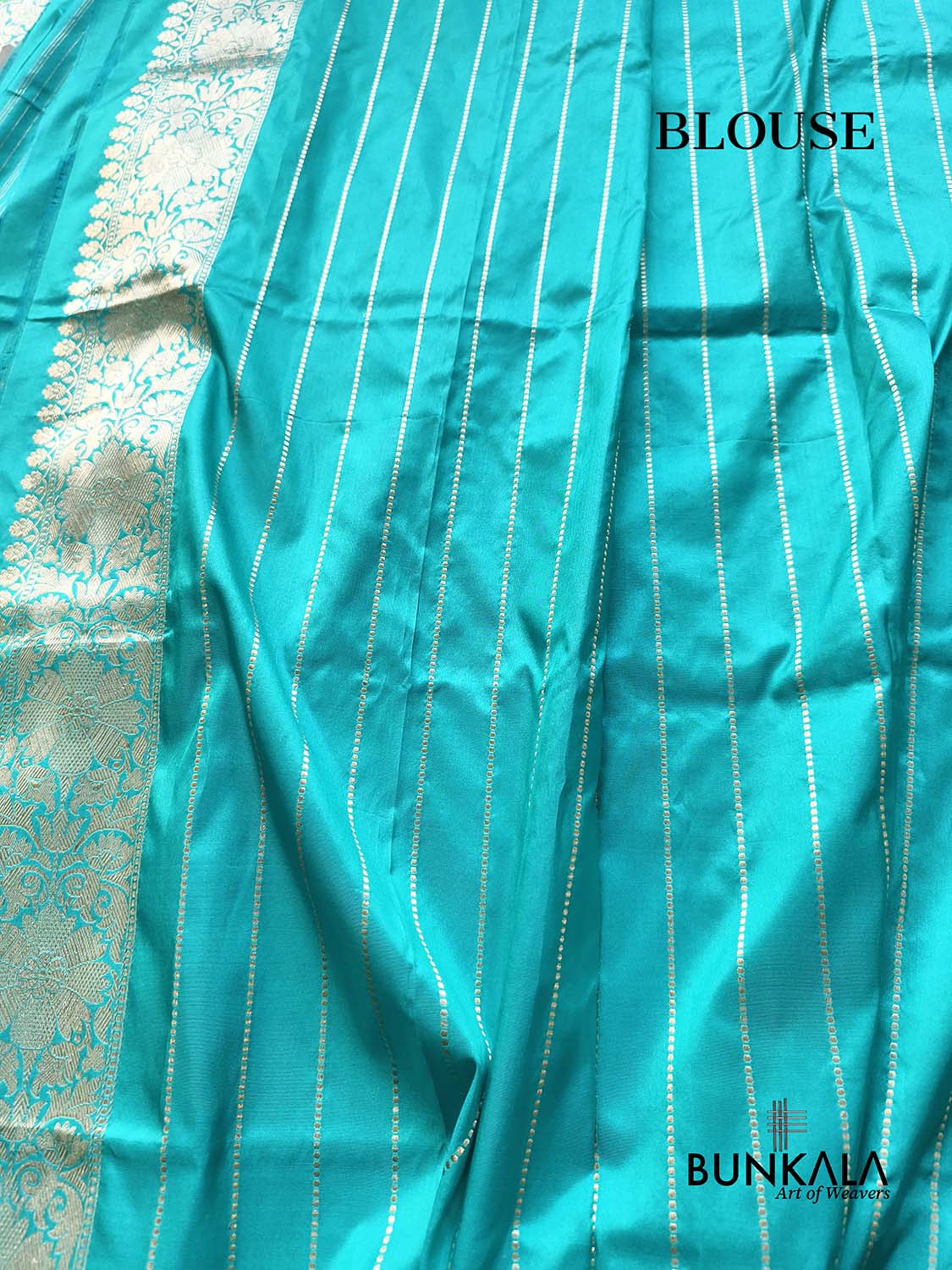 Pastel Turquoise Blue Rangkat Diagonal Stripe Meena Pallu Kadwa Handweaved Banarasi Pure Katan Silk Saree