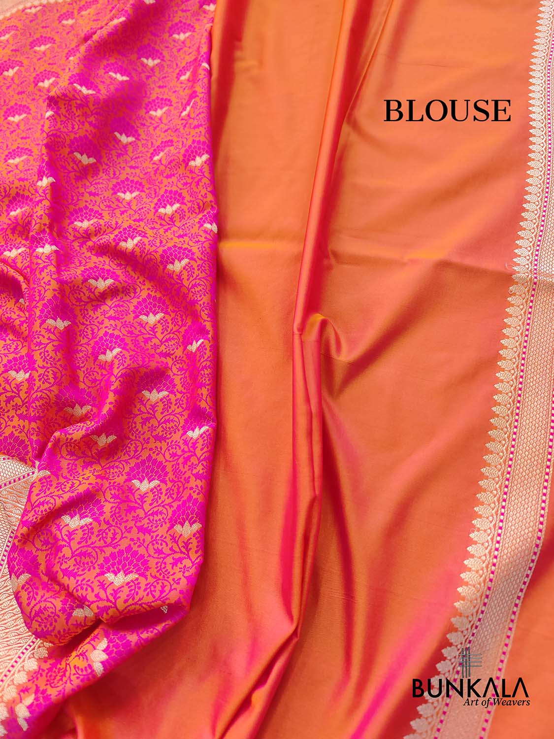 Peach Pink Floral Buti Jaal Jamewar Weaved Banarasi Soft Mashru Silk Saree