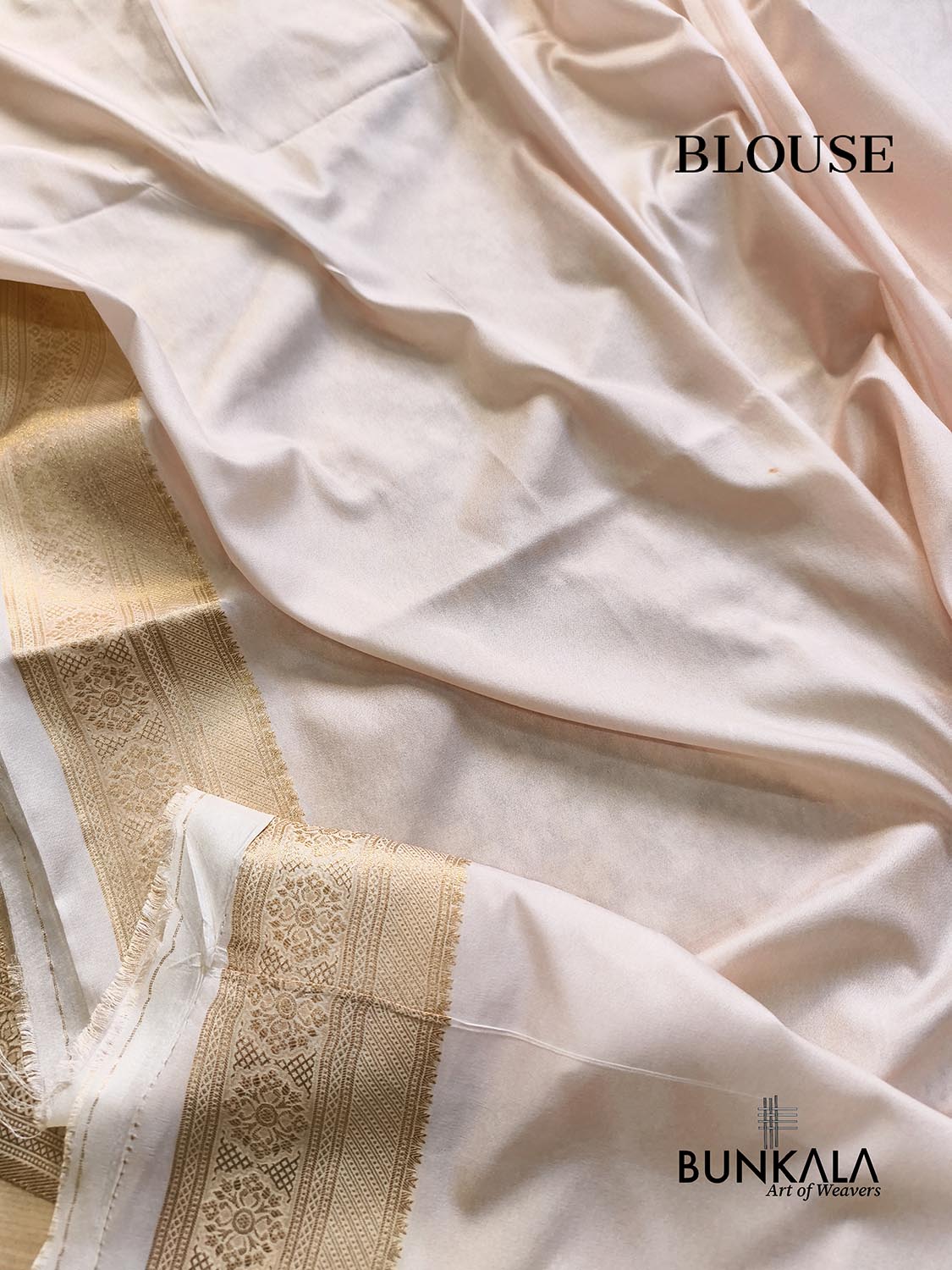 Ivory & Gold Birds Jaal Weaved Banarasi Silk Saree