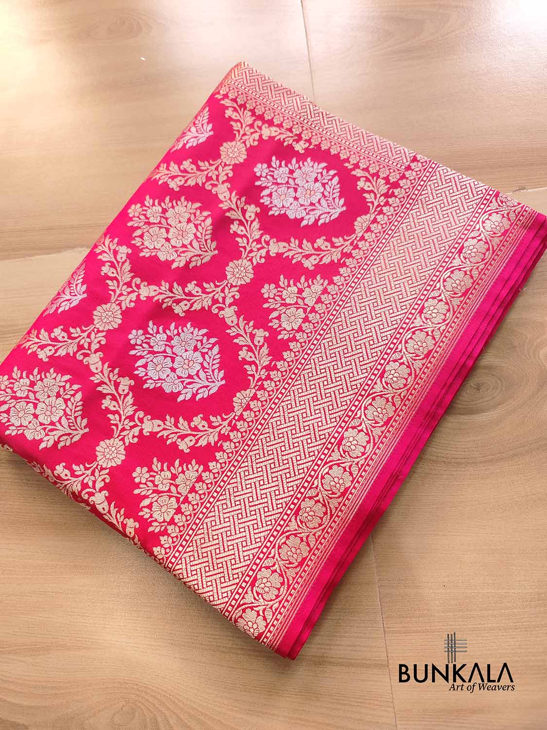 Pink Jangla Sona Rupa Banarasi Silk Saree