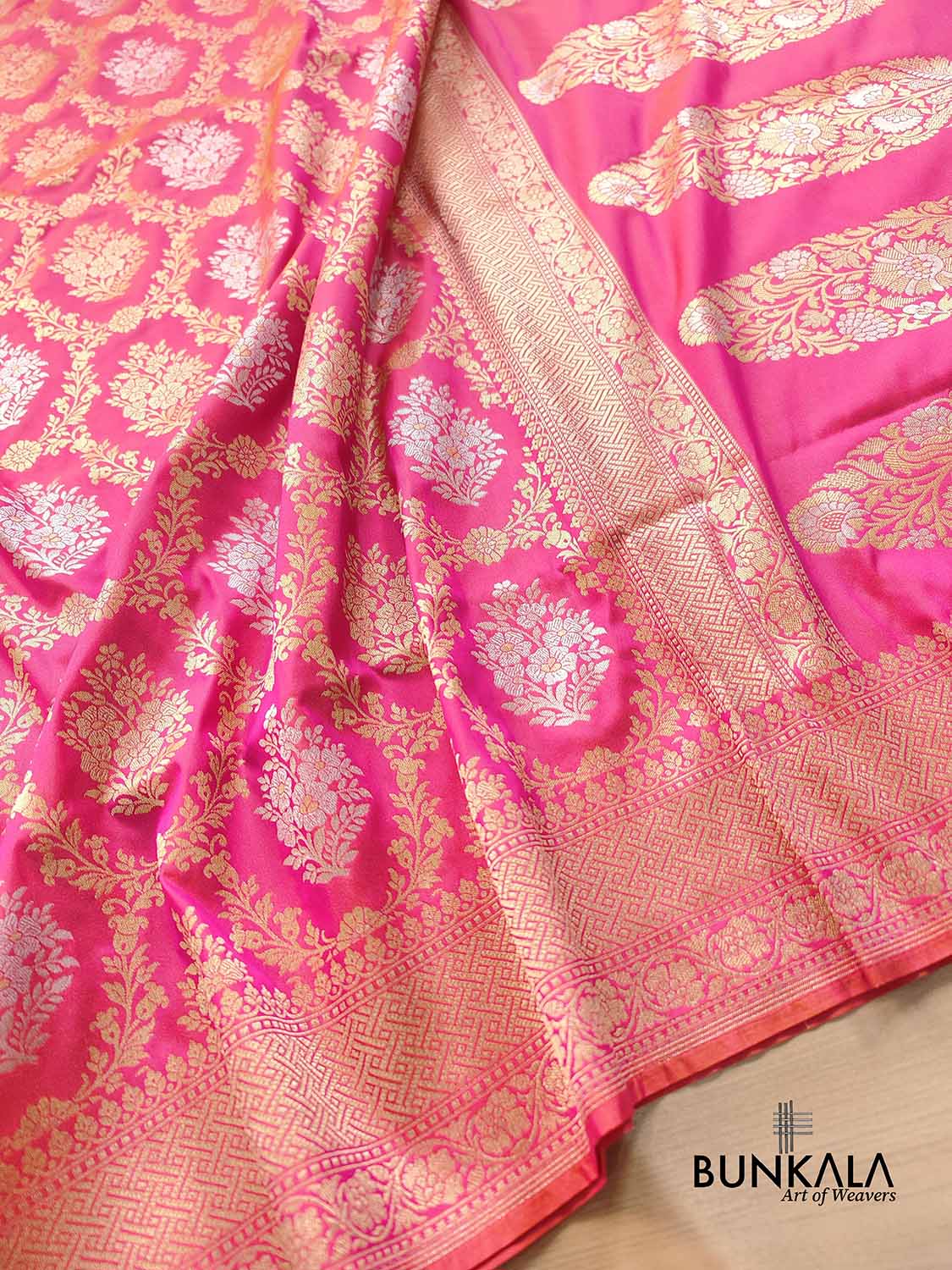Light Pink Jangla Sona Rupa Banarasi Silk Saree