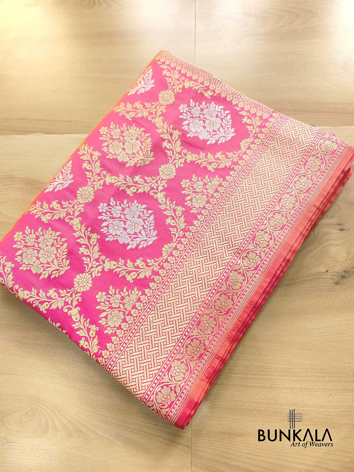 Light Pink Jangla Sona Rupa Banarasi Silk Saree