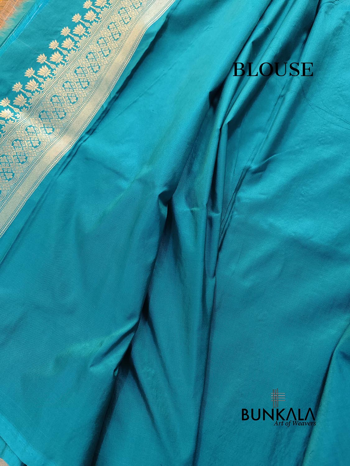 Bluish Green Kadwa Star Meenakari Buti Stripe Handloom Banarasi Pure Katan Silk Saree